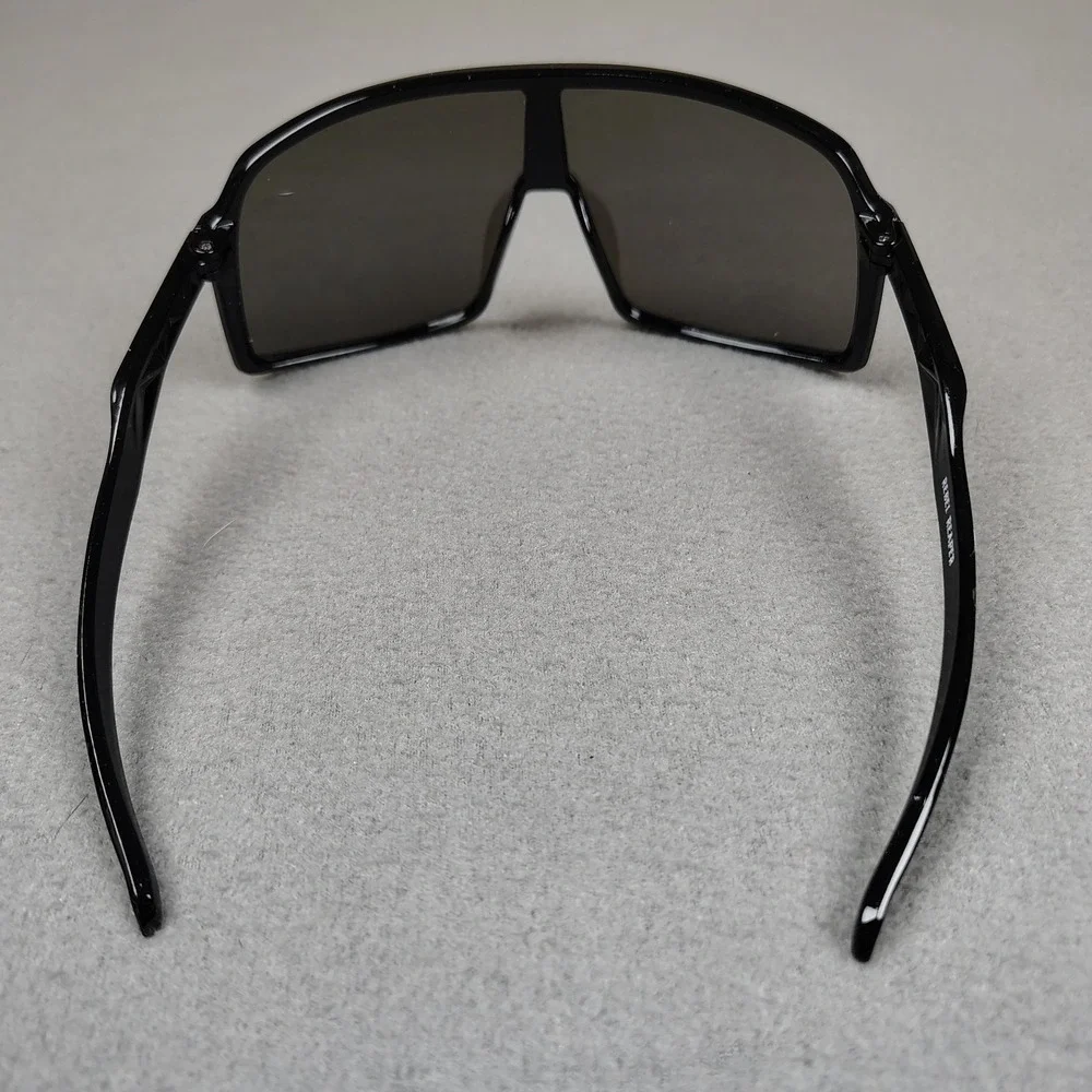 Men Sunglasses Wrap Shield Frame Black Gray Mirror Biker Boating Sutro Style New